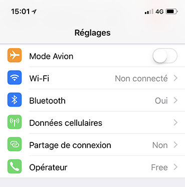 activation partage connexion iphone