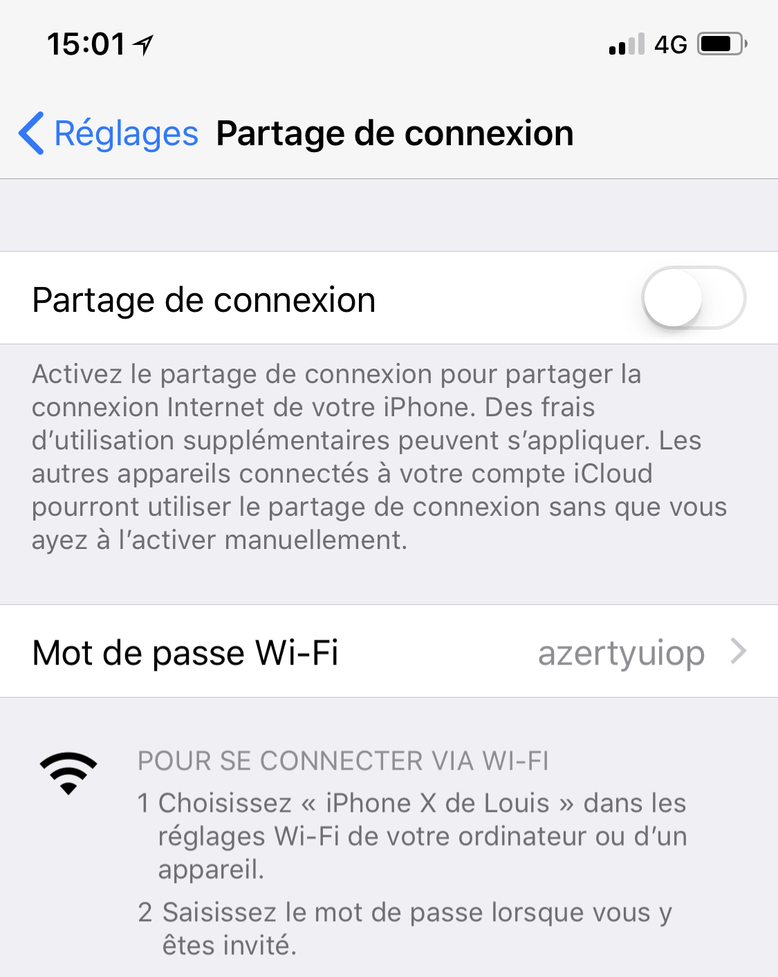 partage connexion iPhone