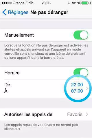 horaire de ne pas déranger