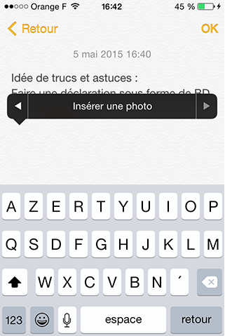 insérer photo notes