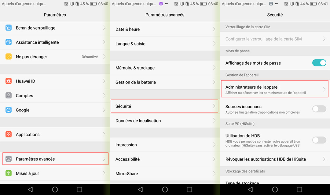 administrateur android