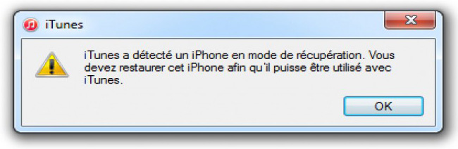 Mode récupération iPhone sur iTunes