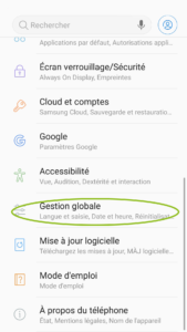 gestion globale langue android