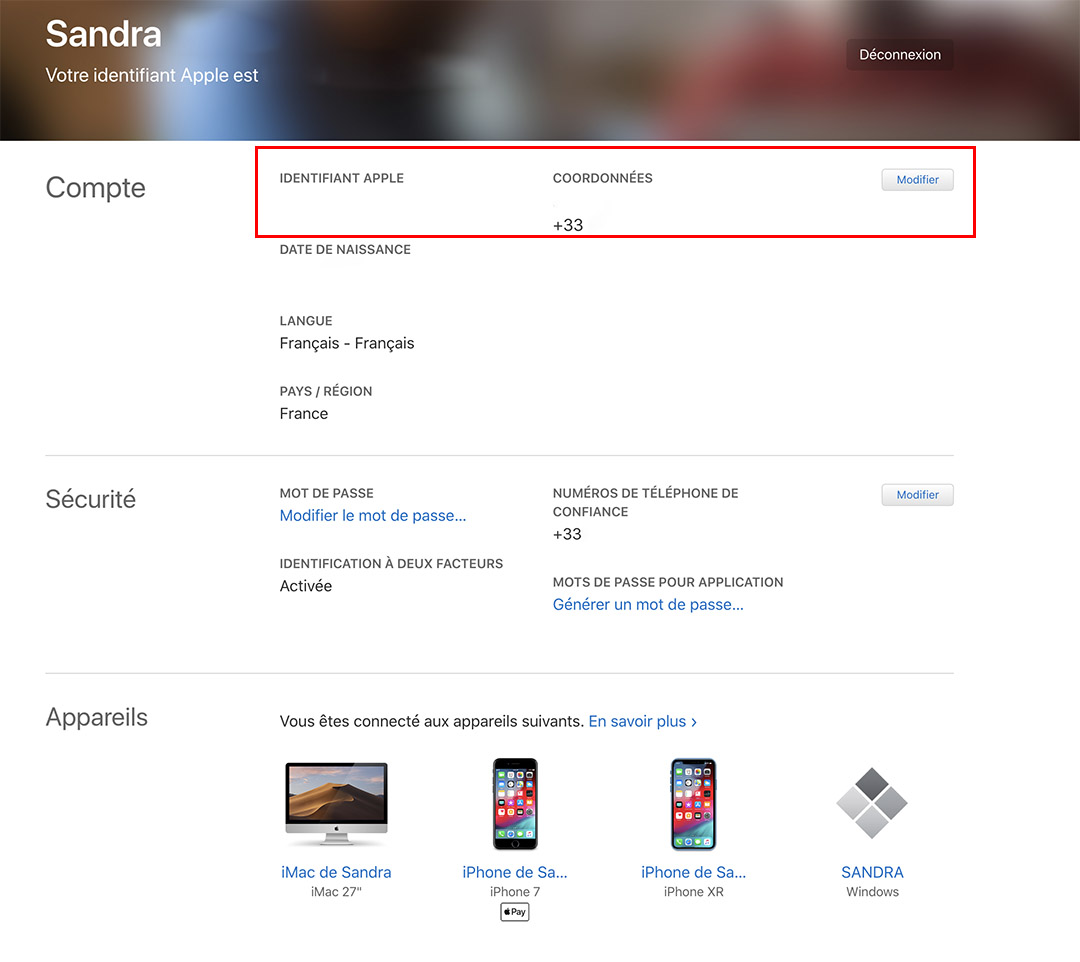 connexion compte apple