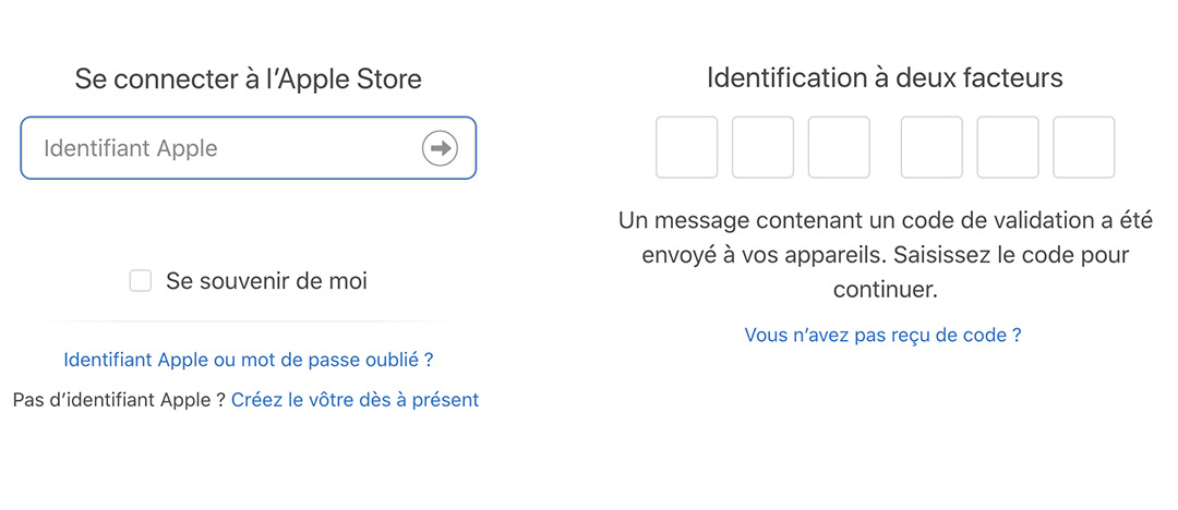 identification à deux facteurs apple