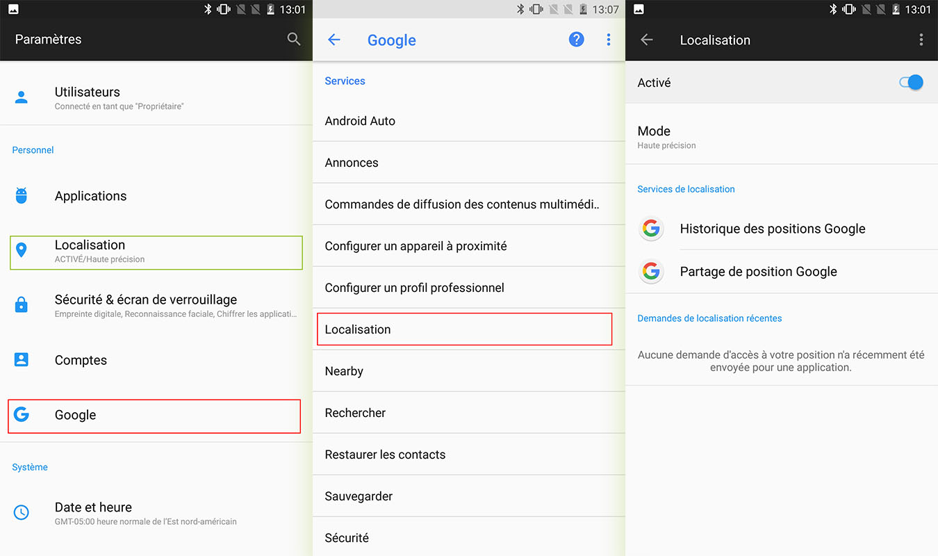 localisation smartphone android