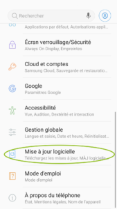 mise à jour logicielle android