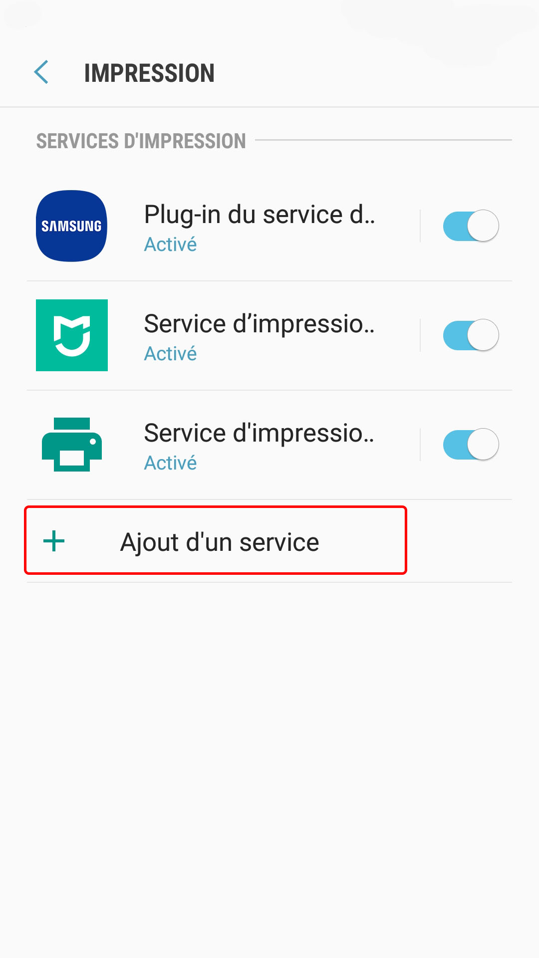 ajout d'un service android