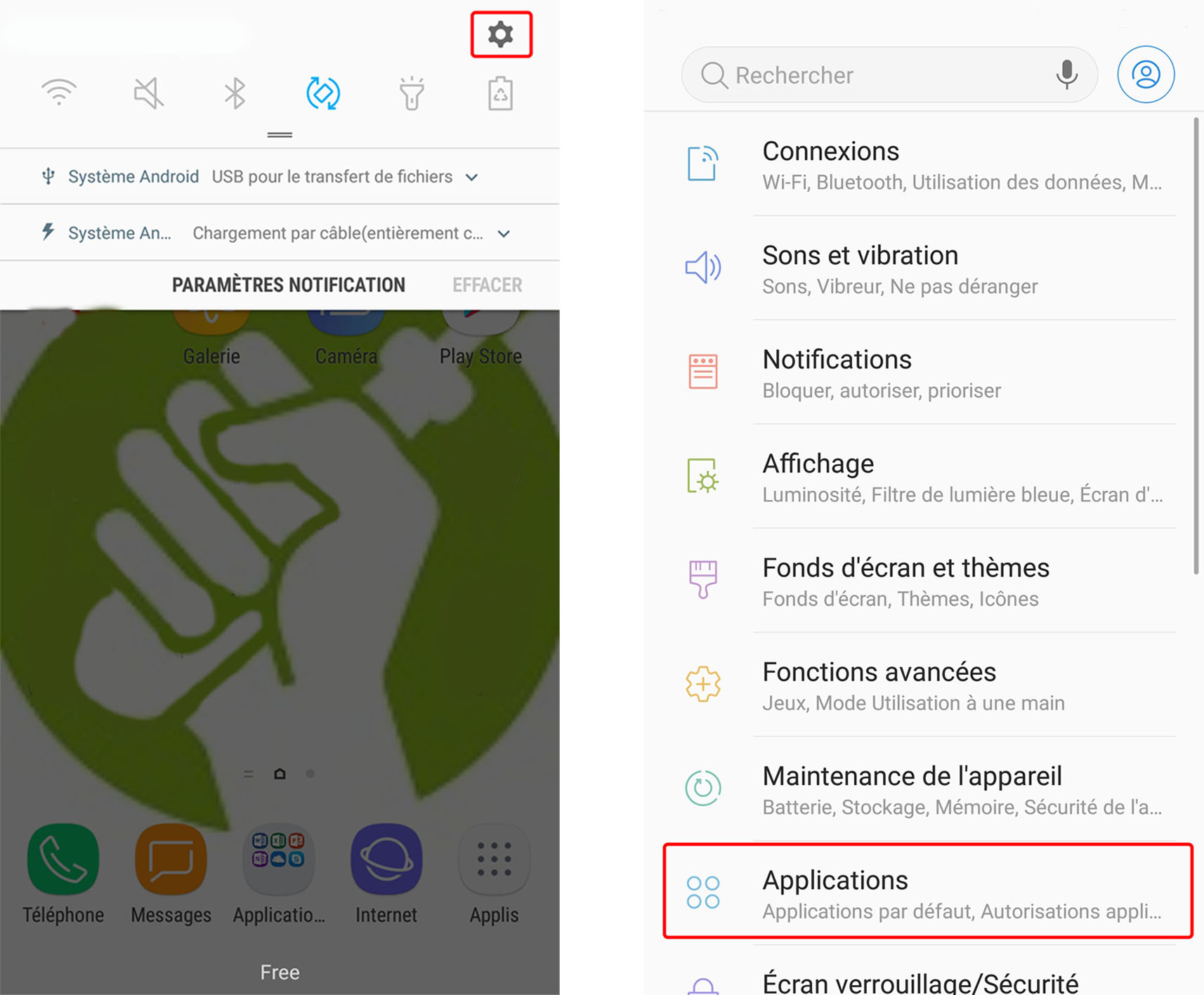 vider le cache des applications