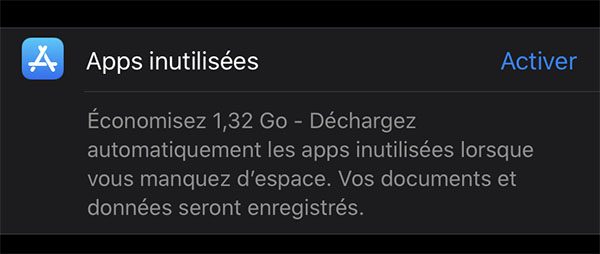 App inutilisées sur iPhone