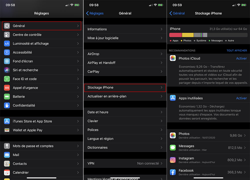 Documents et données sur iPhone