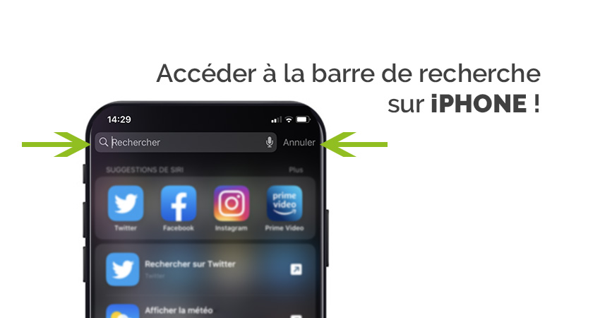 Afficher la barre de recherche sur iPhone