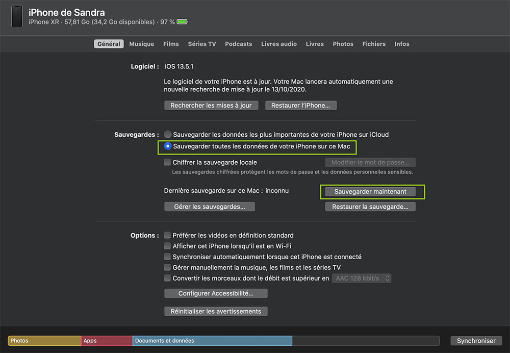 sauvegarde iTunes sauvegarde finer