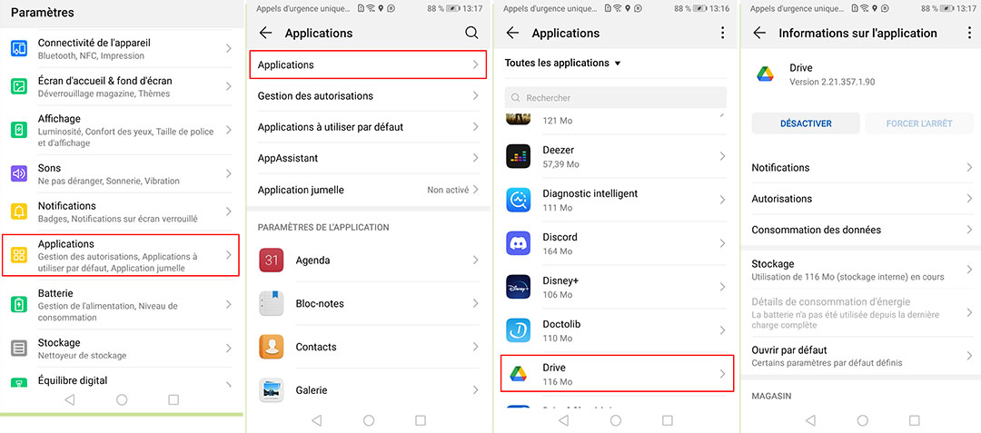 Collecte données application android