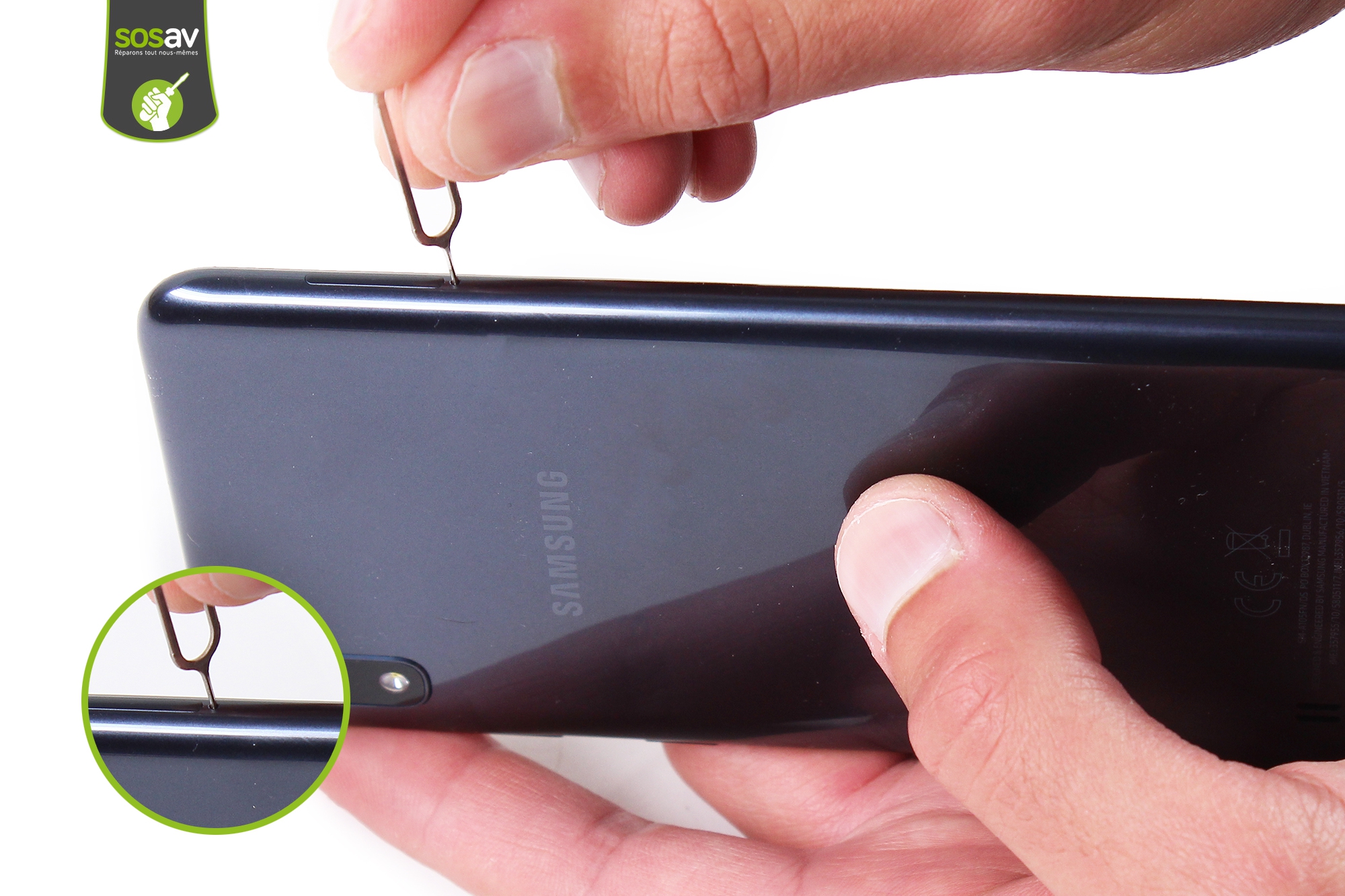 Tiroir SIM Samsung Galaxy A10 double carte Nano Sim + microSD - Noir -  Français