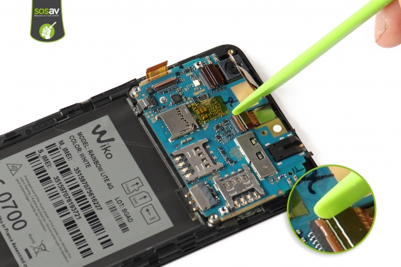 Guide photos remplacement nappe de liaison connecteur de charge Wiko Rainbow Lite 4G  (Etape 15 - image 2)