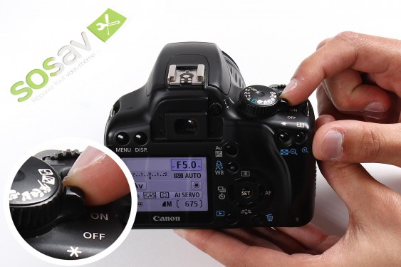Guide photos remplacement boutons de la façade avant Canon EOS 1000D / Rebel XS / Kiss F (Etape 1 - image 1)