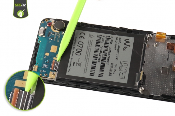 Guide photos remplacement nappe de liaison connecteur de charge Wiko Rainbow Lite 4G  (Etape 20 - image 3)