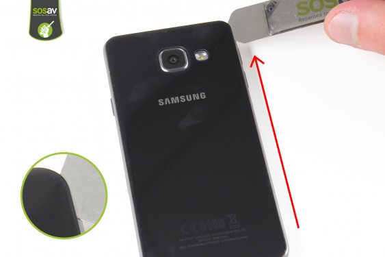 Guide photos remplacement vitre et support vitre caméra arrière Samsung Galaxy A3 2016 (Etape 4 - image 3)