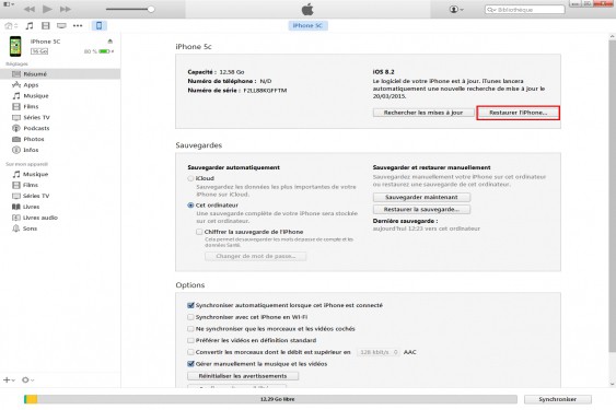 Guide photos remplacement restaurer un iphone via itunes Compétences smartphone (Etape 3 - image 1)