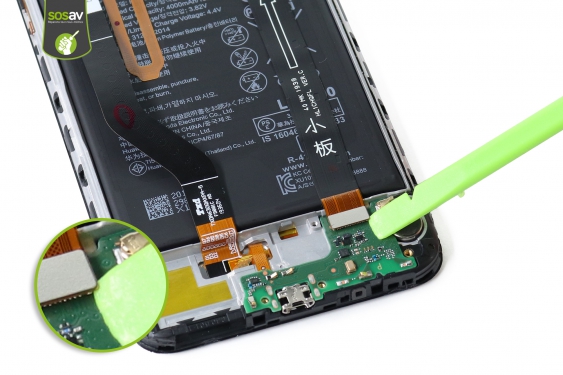Guide photos remplacement nappe connecteur de charge Huawei Y7 2019 (Etape 12 - image 3)
