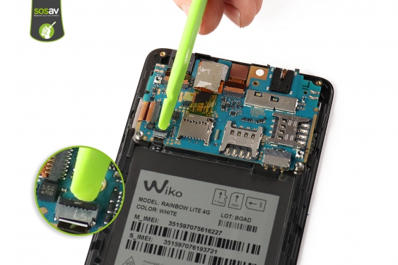 Guide photos remplacement nappe de liaison connecteur de charge Wiko Rainbow Lite 4G  (Etape 11 - image 2)