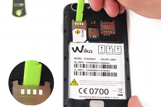 Guide photos remplacement carte sim Wiko Stairway (Etape 5 - image 2)