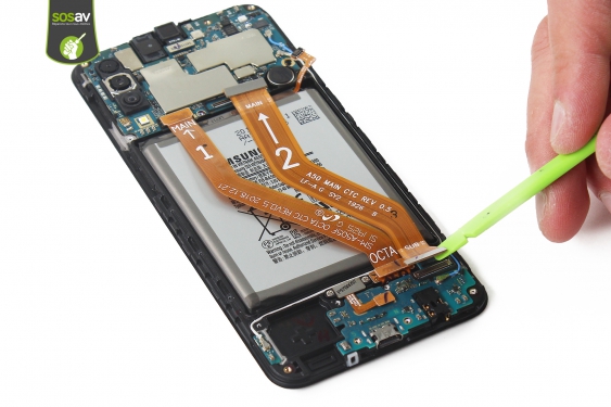 Guide photos remplacement nappe de liaison connecteur de charge Galaxy A50 (Etape 14 - image 4)