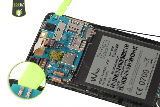 Guide photos remplacement nappe de liaison connecteur de charge Wiko Rainbow Lite 4G  (Etape 17 - image 2)