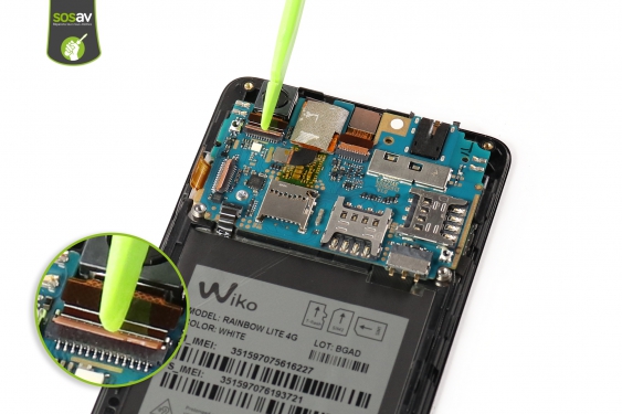 Guide photos remplacement nappe de liaison connecteur de charge Wiko Rainbow Lite 4G  (Etape 13 - image 2)
