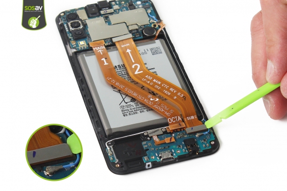 Guide photos remplacement nappe de liaison connecteur de charge Galaxy A50 (Etape 14 - image 3)
