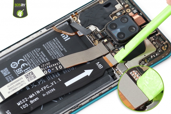 Guide photos remplacement nappe de liaison connecteur de charge Redmi Note 9 Pro (Etape 11 - image 1)