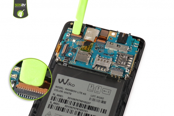 Guide photos remplacement nappe de liaison connecteur de charge Wiko Rainbow Lite 4G  (Etape 13 - image 1)