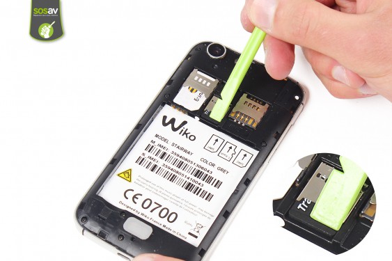 Guide photos remplacement lecteur carte sim et microsd Wiko Stairway (Etape 5 - image 2)