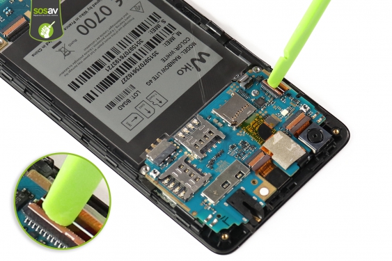 Guide photos remplacement nappe de liaison connecteur de charge Wiko Rainbow Lite 4G  (Etape 12 - image 2)