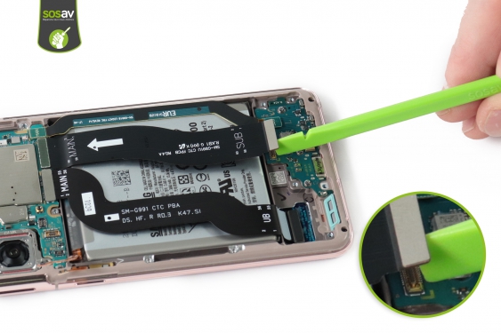 Guide photos remplacement connecteur de charge / lecteur sim Galaxy S21 (Etape 14 - image 2)