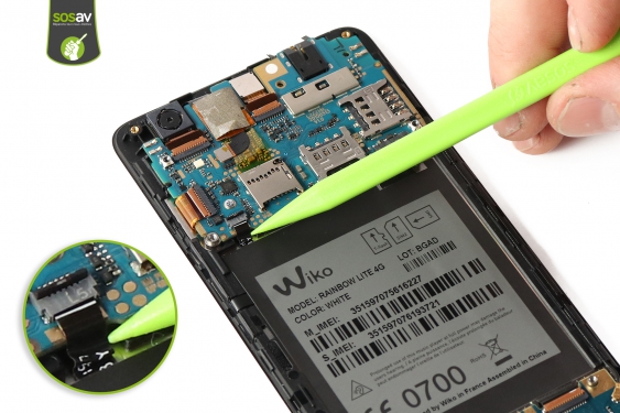 Guide photos remplacement nappe de liaison connecteur de charge Wiko Rainbow Lite 4G  (Etape 11 - image 3)