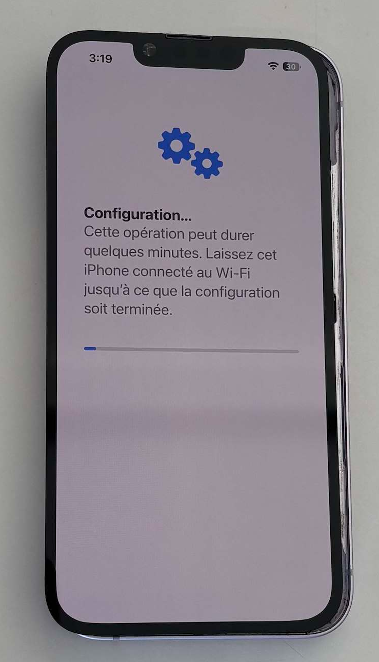 Écran de configuration de l’assistant de réparation