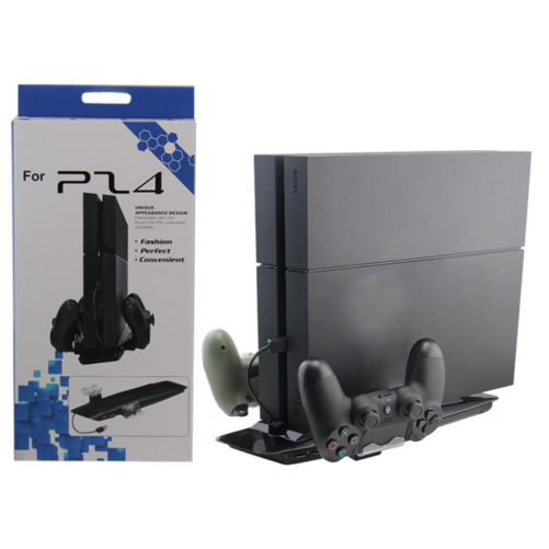 Socle PS4 + double chargeur Dualshock 4 (2 USB + ventilateur)