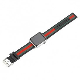 Bracelet Nylon Tressé + cuir Apple Watch 38mm & 40mm
