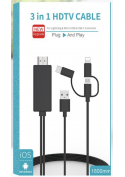 Câble HDMI 3 en 1 [Lightning + Micro USB + USB-C] 1m80