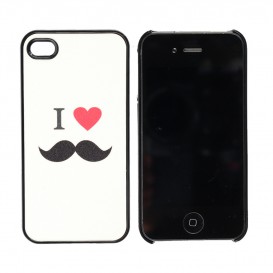 Coque iLove Moustache blanche iPhone 4 4S