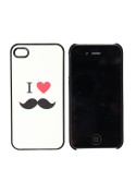 Coque iLove Moustache blanche iPhone 4 4S