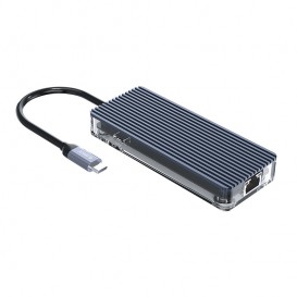Hub USB-C 6 en 1 Transparent (USB-A / HDMI / RJ45 / USB-C)