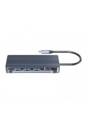 Hub USB-C 6 en 1 Transparent (USB-A / HDMI / RJ45 / carte SD)