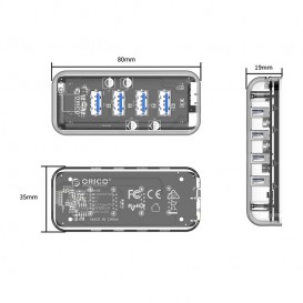 Hub 4 USB 3.0 Transparent