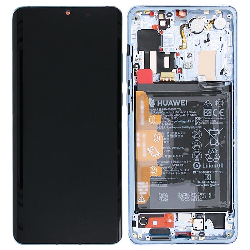 Ecran complet pré-monté sur châssis + batterie  pour Huawei P30 Pro New Edition Argent