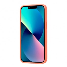 Coque en silicone iPhone XR avec intérieur en microfibres - Corail Orange photo 2