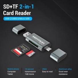 HUB adaptateur 4 ports USB 3.0 lecteur de cartes SD, TF, Micro SD, M2, MS, CF, XD photo 2