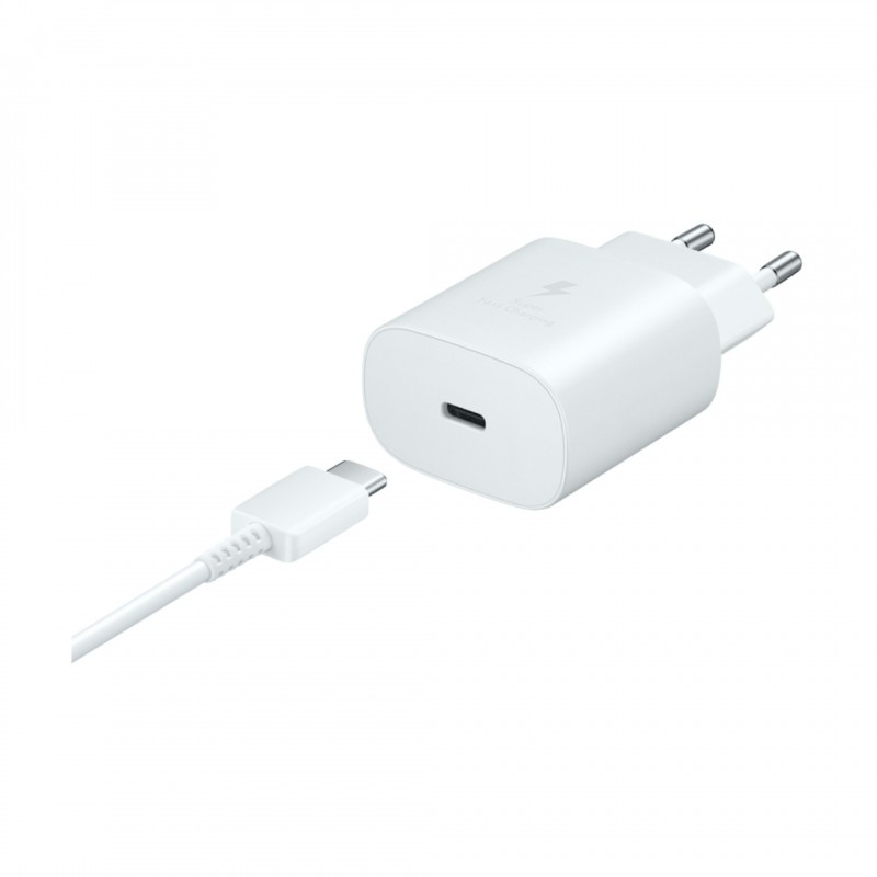 Chargeur ultra rapide USB-C 25W (Officiel) Samsung (avec câble) - Blanc photo 1